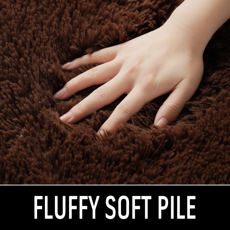 HOMORE Luxury Fluffy Area Rug Modern Shag Rugs for Bedroom Living Room, Super Soft and Comfy Carpet, Cute Carpets for Kids Nursery Girls Home, 3x5 Feet, Brown - Image 2